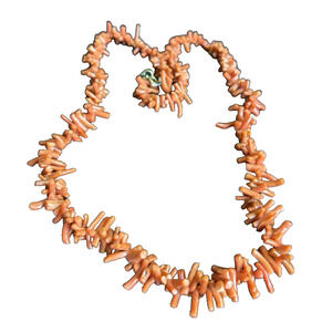 Vintage Real Red Coral Branch Beaded Necklace Graduated Natural Red Coral 22.5"